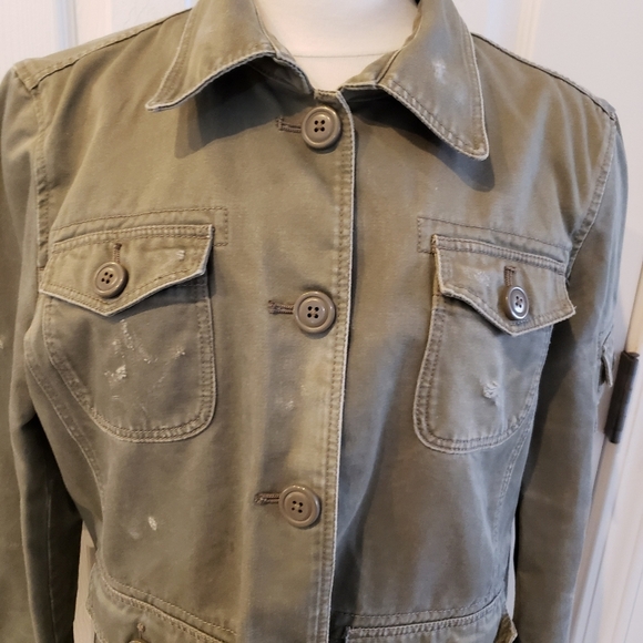 J. Crew size Large Khaki green distressed utility style jacket - Picture 5 of 10